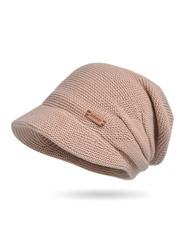 Flat Brim Solid Color Split-Joint Hats Knitted Hats - Image 16