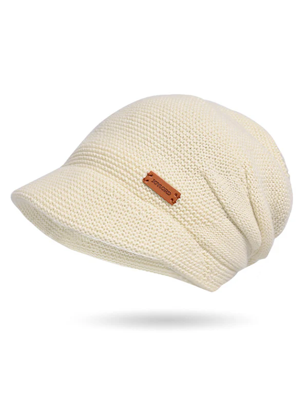 Flat Brim Solid Color Split-Joint Hats Knitted Hats - Image 17