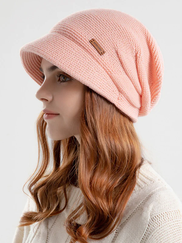 Flat Brim Solid Color Split-Joint Hats Knitted Hats - Image 5