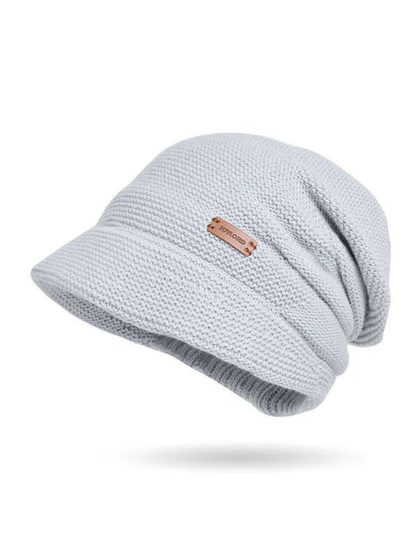 Flat Brim Solid Color Split-Joint Hats Knitted Hats - Image 8