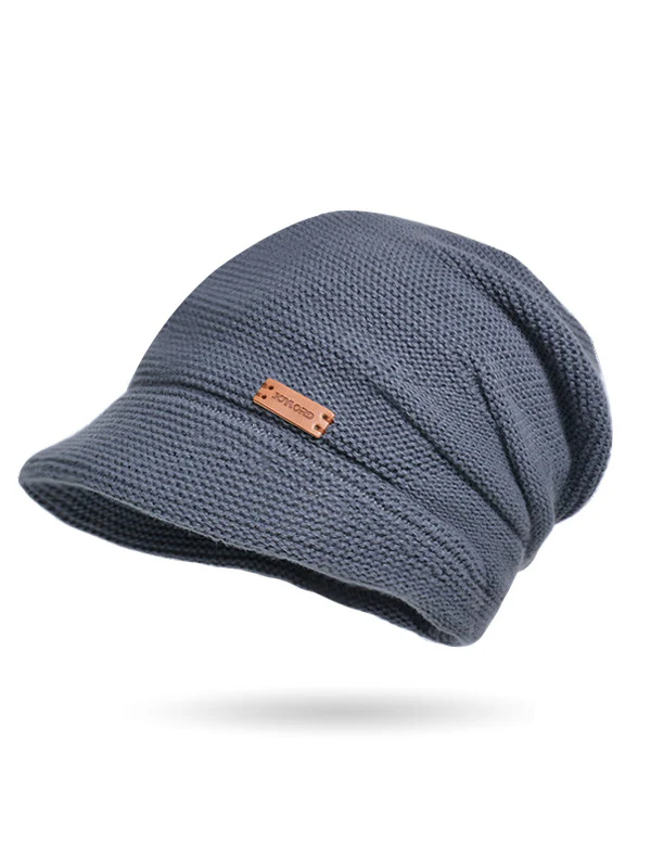 Flat Brim Solid Color Split-Joint Hats Knitted Hats - Image 9