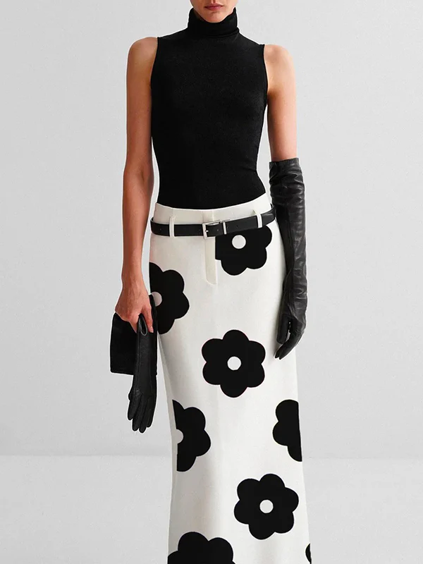 Floral Printed Split-Back Skirts Bottoms - Image 2