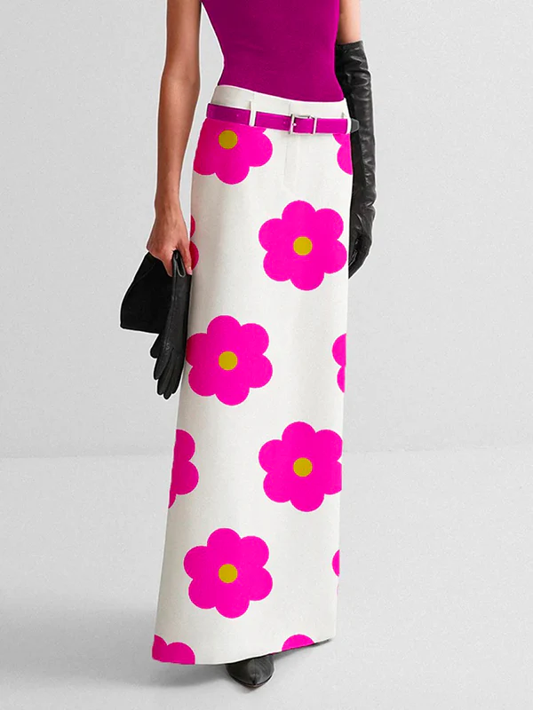 Floral Printed Split-Back Skirts Bottoms - Image 4
