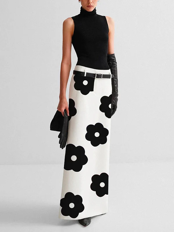 Floral Printed Split-Back Skirts Bottoms - Image 5