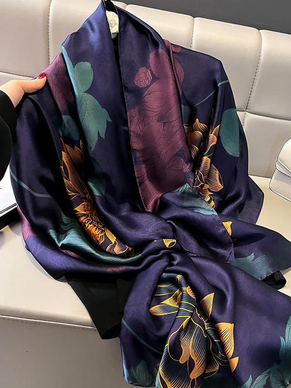 Flower Print See-Through Shawl&Scarf - Image 2