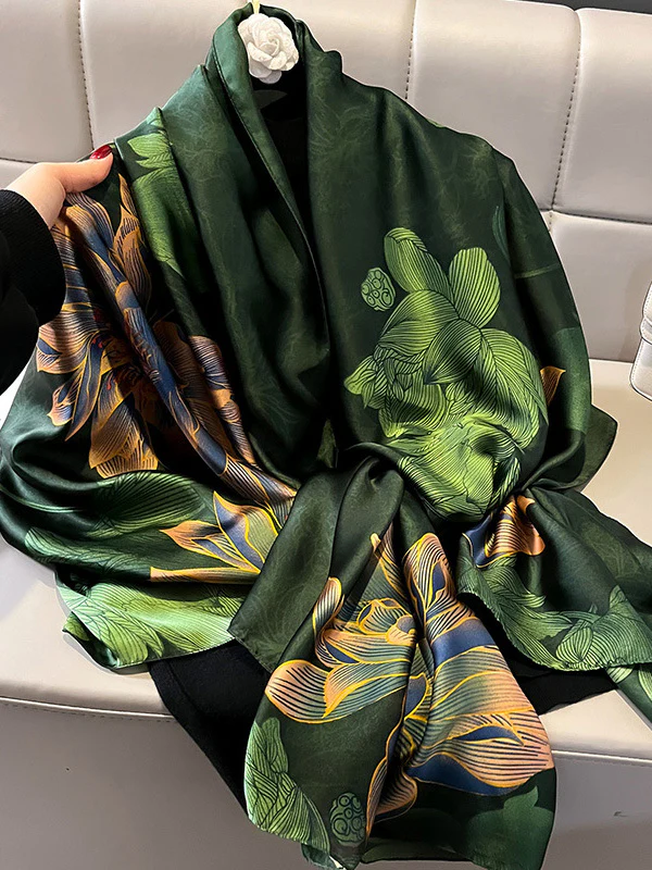 Flower Print See-Through Shawl&Scarf - Image 3