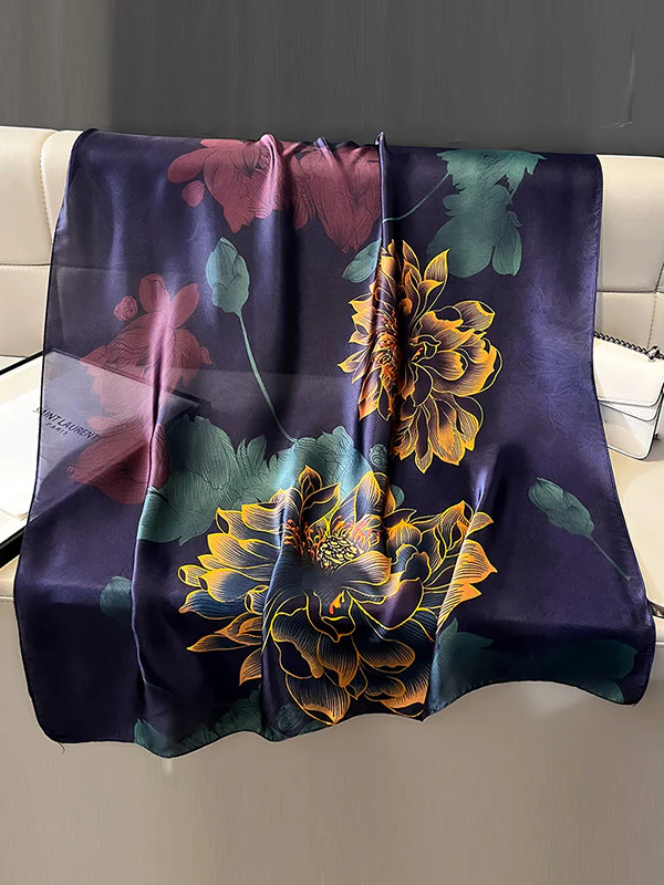 Flower Print See-Through Shawl&Scarf - Image 7