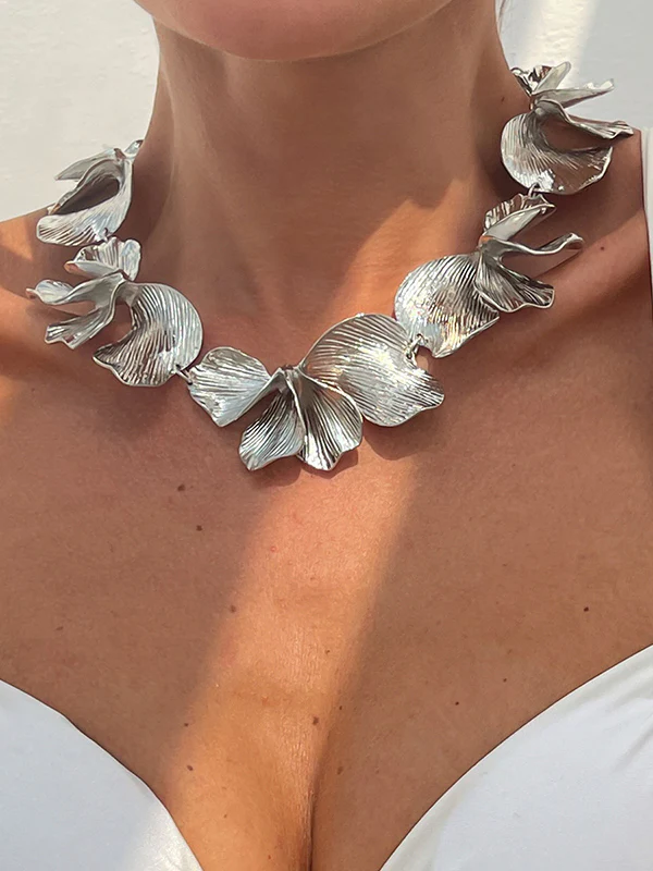 Flower Print Solid Color Necklaces Accessories - Image 2
