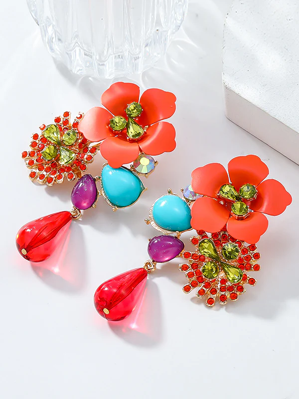 Flower Shape Drop Earrings - Image 2