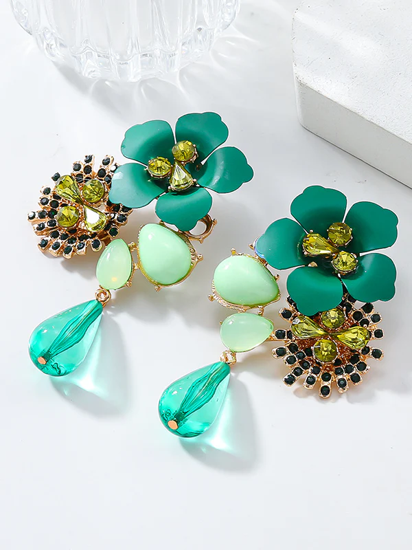 Flower Shape Drop Earrings - Image 4