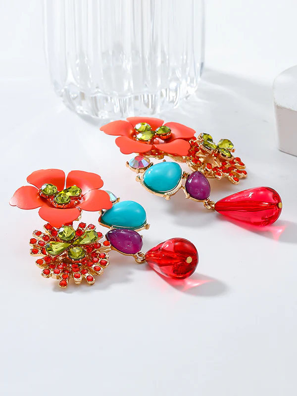 Flower Shape Drop Earrings - Image 7