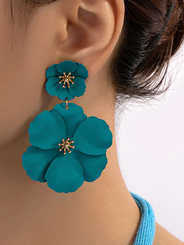 Flower Shape Drop Earrings Earrings Accessories - Image 2