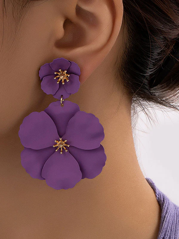 Flower Shape Drop Earrings Earrings Accessories - Image 4