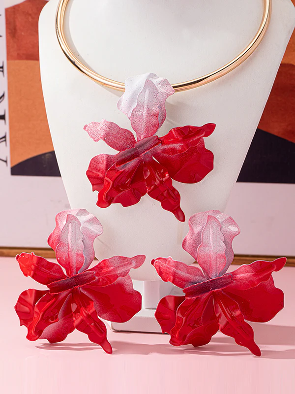 Flower Shape Drop Earrings + Necklaces Accessories - Image 10