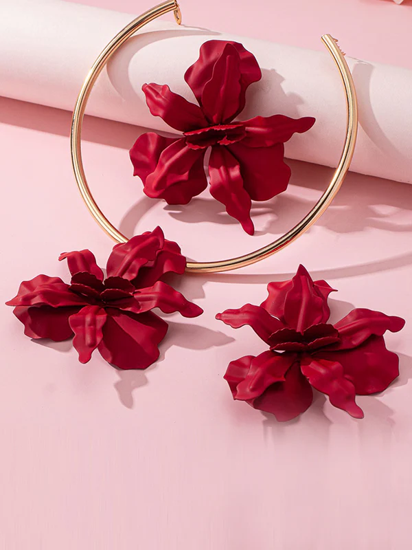 Flower Shape Drop Earrings + Necklaces Accessories - Image 11