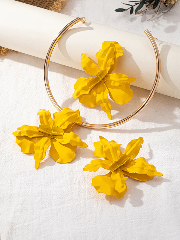 Flower Shape Drop Earrings + Necklaces Accessories - Image 12