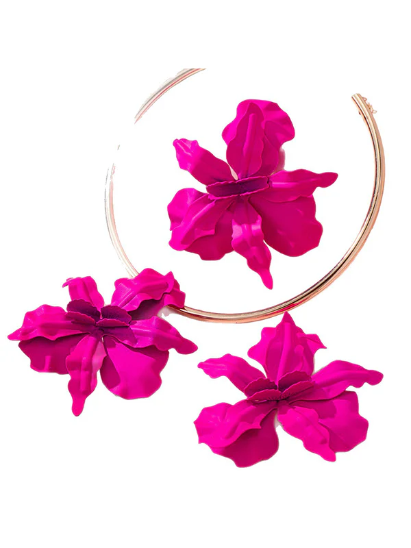Flower Shape Drop Earrings + Necklaces Accessories - Image 13