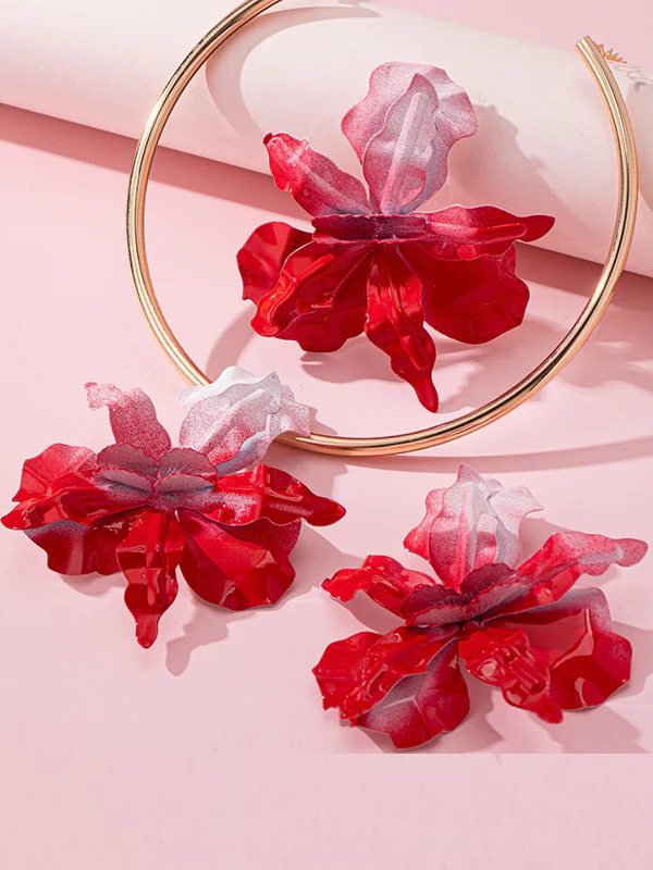 Flower Shape Drop Earrings + Necklaces Accessories - Image 14
