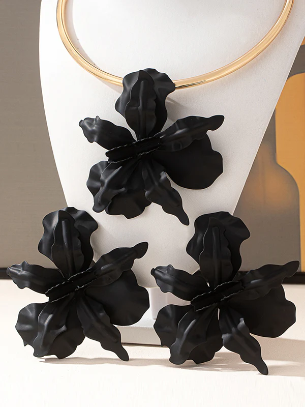 Flower Shape Drop Earrings + Necklaces Accessories - Image 4
