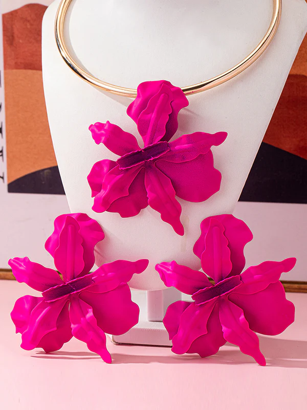 Flower Shape Drop Earrings + Necklaces Accessories - Image 5