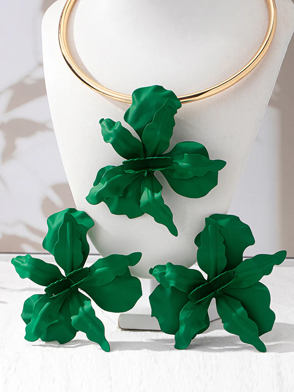 Flower Shape Drop Earrings + Necklaces Accessories - Image 6