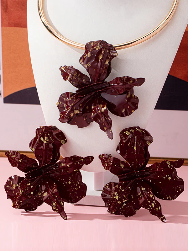 Flower Shape Drop Earrings + Necklaces Accessories - Image 8