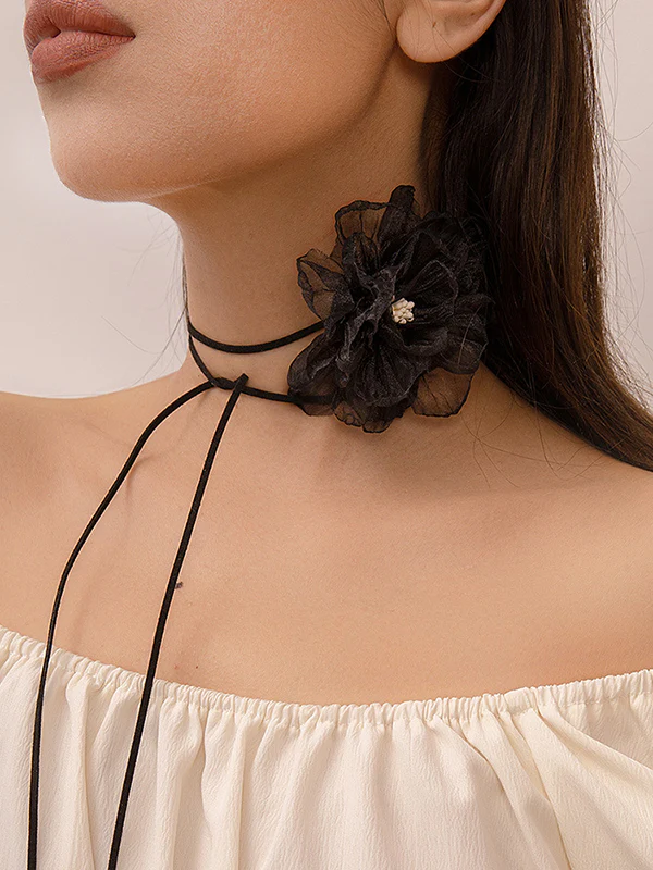 Flower Shape Gauze Dainty Necklace Necklaces Accessories - Image 2