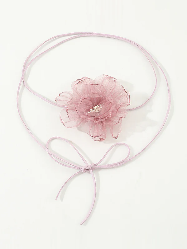 Flower Shape Gauze Dainty Necklace Necklaces Accessories - Image 8