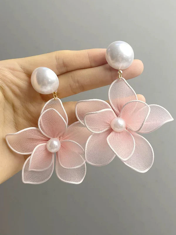 Flower Shape Gauze Earrings Accessories - Image 4