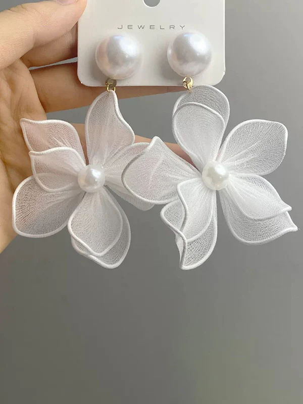 Flower Shape Gauze Earrings Accessories - Image 5