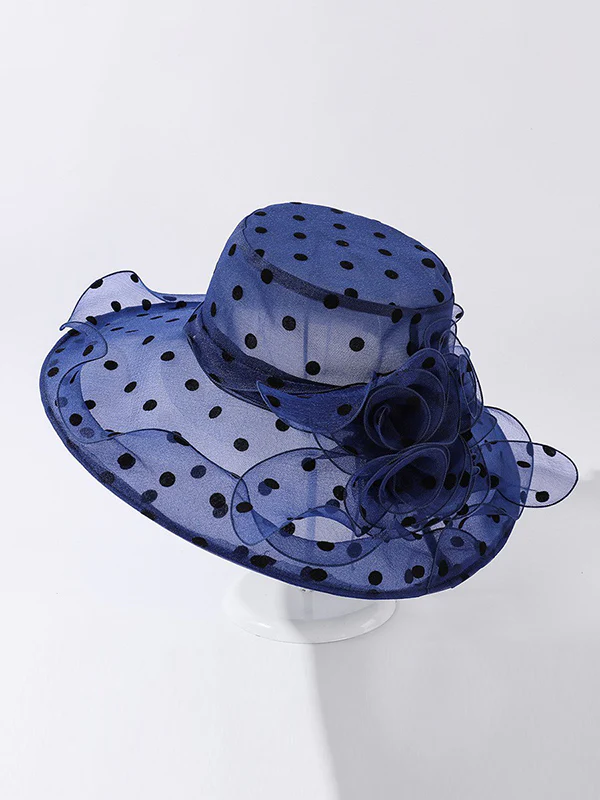 Flower Shape Gauze Polka Dot See-Through Split-Joint Sun Hat - Image 17