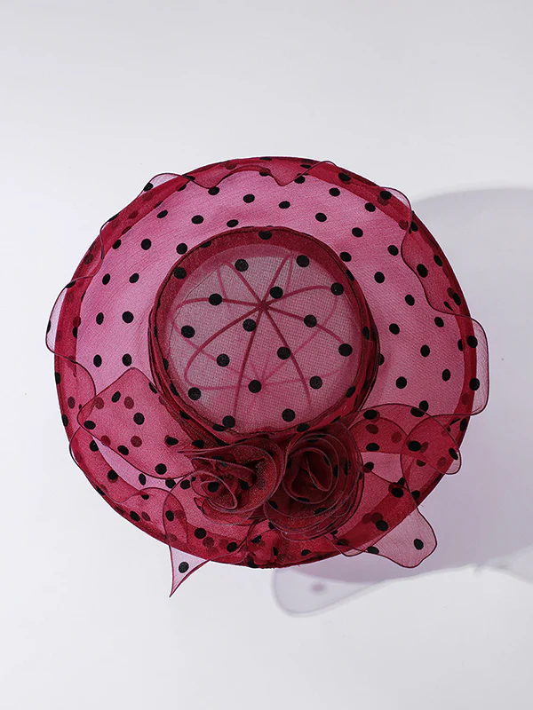 Flower Shape Gauze Polka Dot See-Through Split-Joint Sun Hat - Image 20