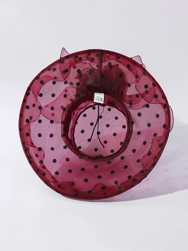 Flower Shape Gauze Polka Dot See-Through Split-Joint Sun Hat - Image 21