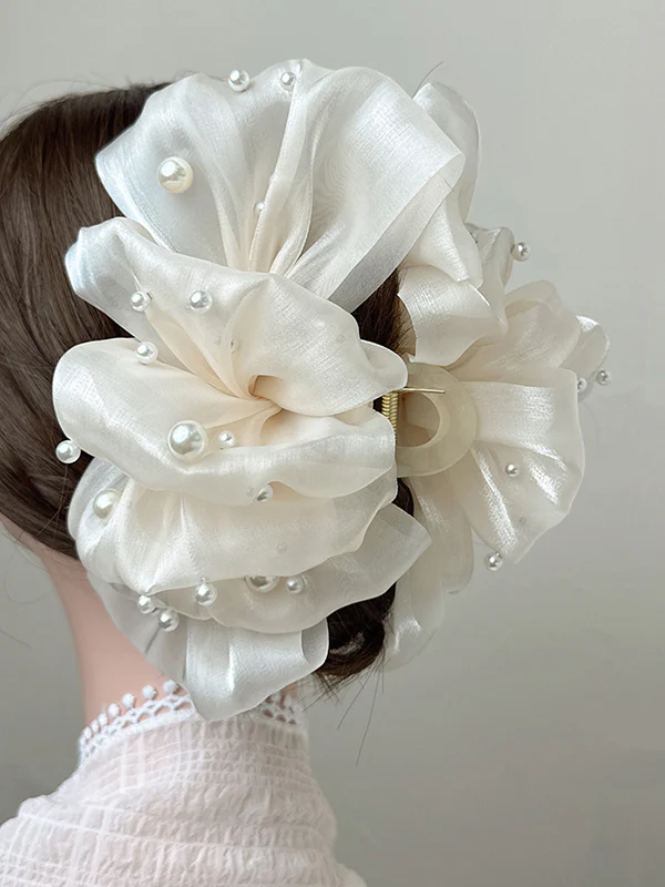 Flower Shape Gauze See-Through Clawclip Hairclaw - Image 3