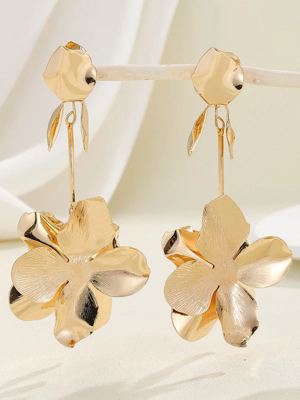 Flower Shape Geometric Drop Earrings - Image 4