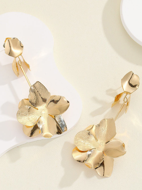 Flower Shape Geometric Drop Earrings - Image 5