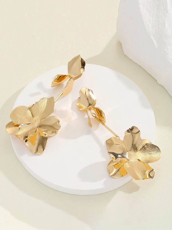 Flower Shape Geometric Drop Earrings - Image 6