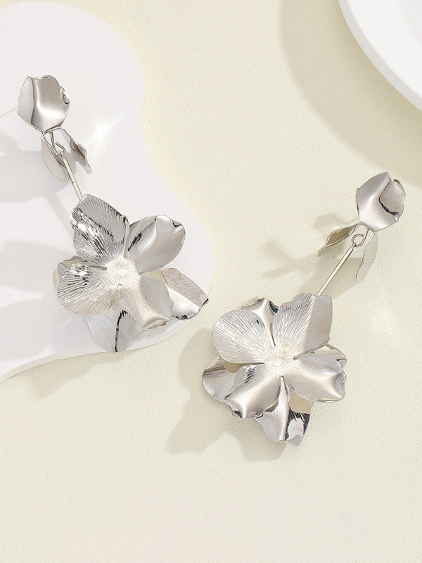 Flower Shape Geometric Drop Earrings - Image 7