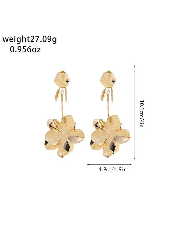 Flower Shape Geometric Drop Earrings - Image 9