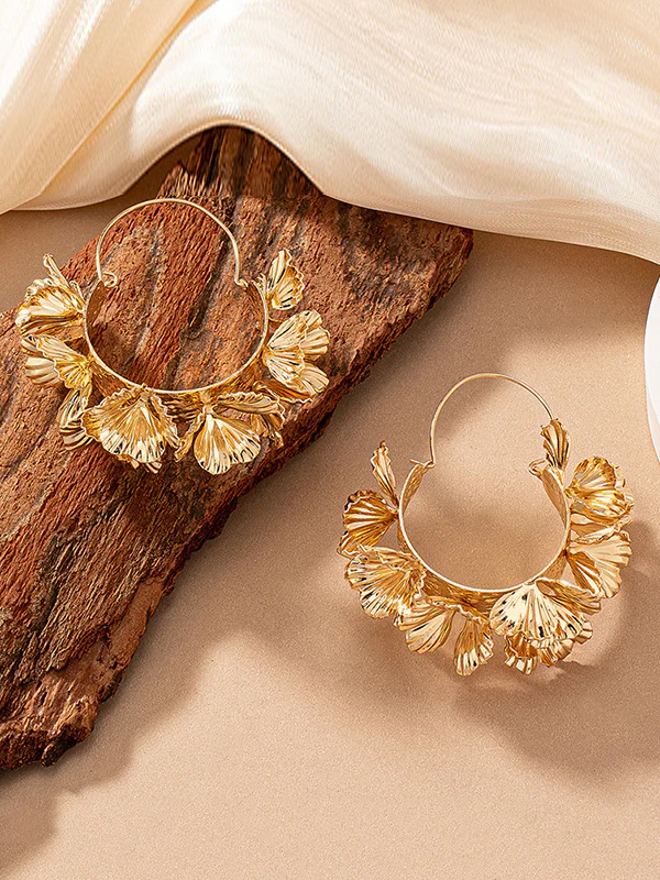 Flower Shape Geometric Drop Earrings Earrings Accessories - Image 2