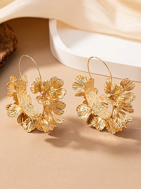 Flower Shape Geometric Drop Earrings Earrings Accessories - Image 3