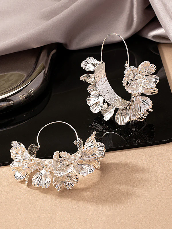 Flower Shape Geometric Drop Earrings Earrings Accessories - Image 5