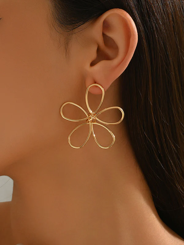 Flower Shape Geometric Earrings Accessories - Image 2