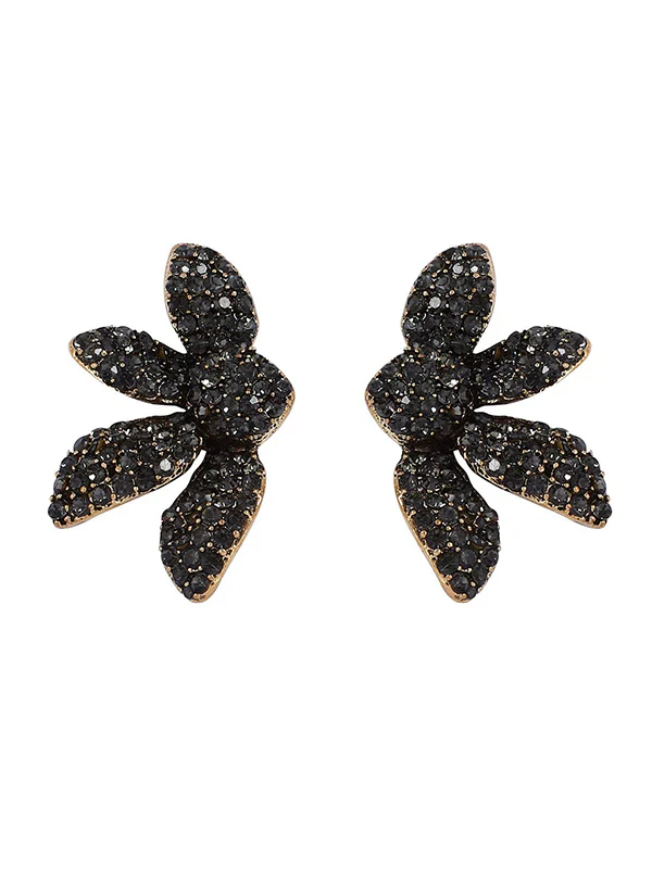 Flower Shape Geometric Rhinestone Shiny Earrings Accessories - Image 5