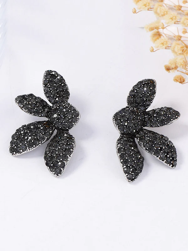 Flower Shape Geometric Rhinestone Shiny Earrings Accessories - Image 6