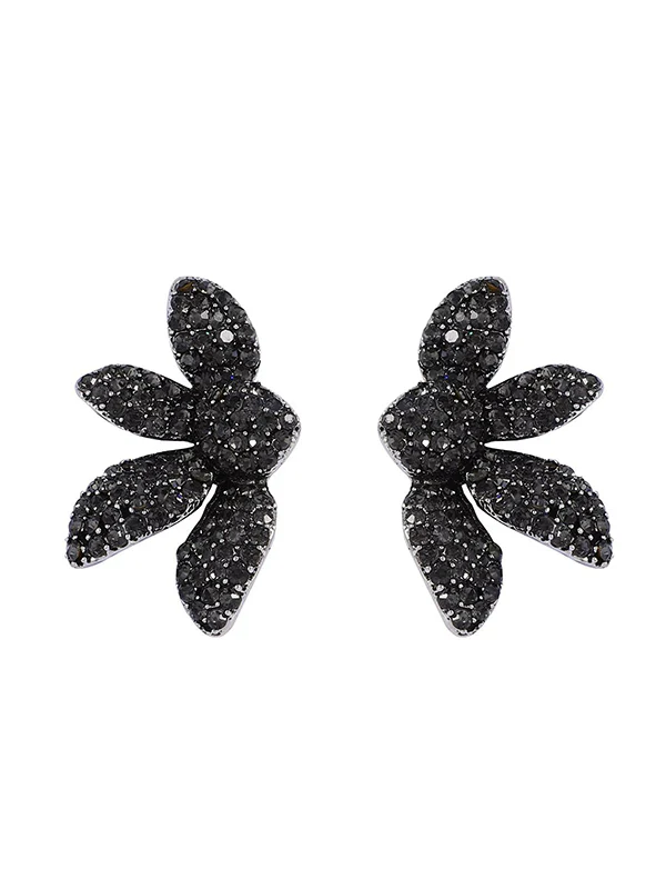 Flower Shape Geometric Rhinestone Shiny Earrings Accessories - Image 8