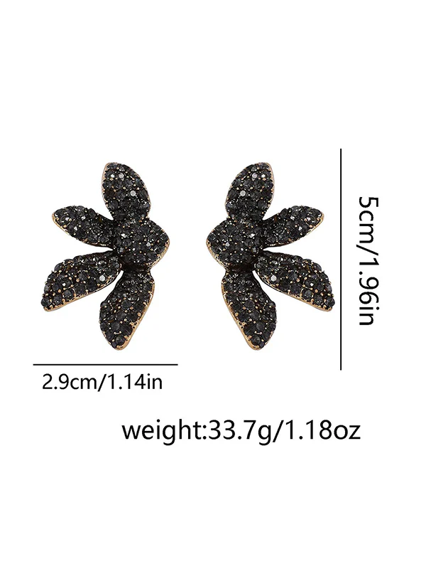 Flower Shape Geometric Rhinestone Shiny Earrings Accessories - Image 9