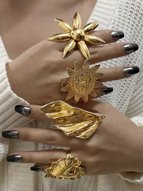 Flower Shape Geometric Rings Accessories - Image 4