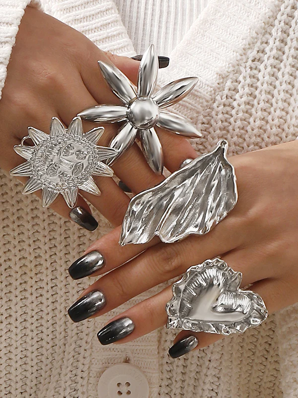 Flower Shape Geometric Rings Accessories - Image 5