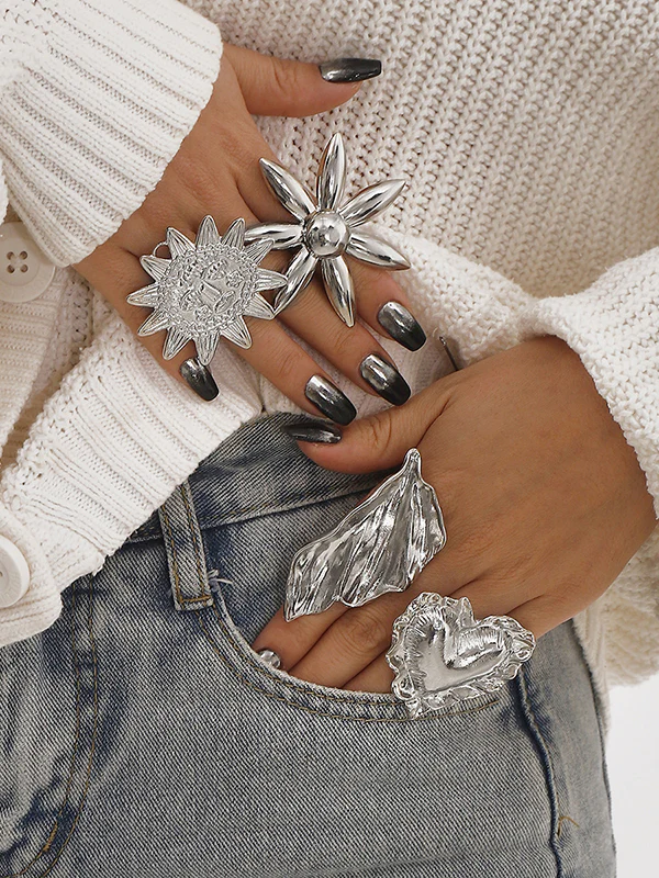 Flower Shape Geometric Rings Accessories - Image 6